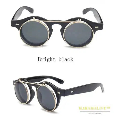 Vintage Steampunk Goggles Clip on Sunglasses Retro Flip Up Eyeglasses Gothic Eyewear UV400 Punk Glasses Oculos