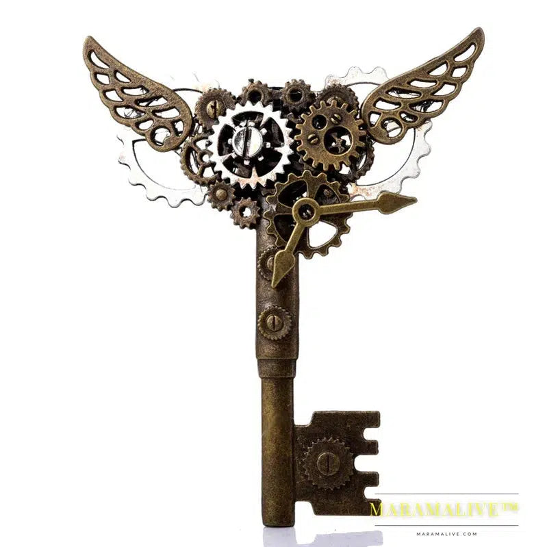 Vintage Steampunk Hair Clip Goth Lady Lolita Girls Gear Key Wings Hairpin Cog Headwear