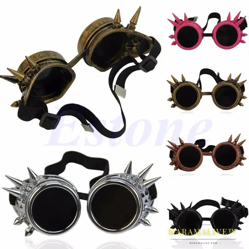 Vintage Victorian Gothic Cosplay Rivet Steampunk Goggles Glasses Welding Punk