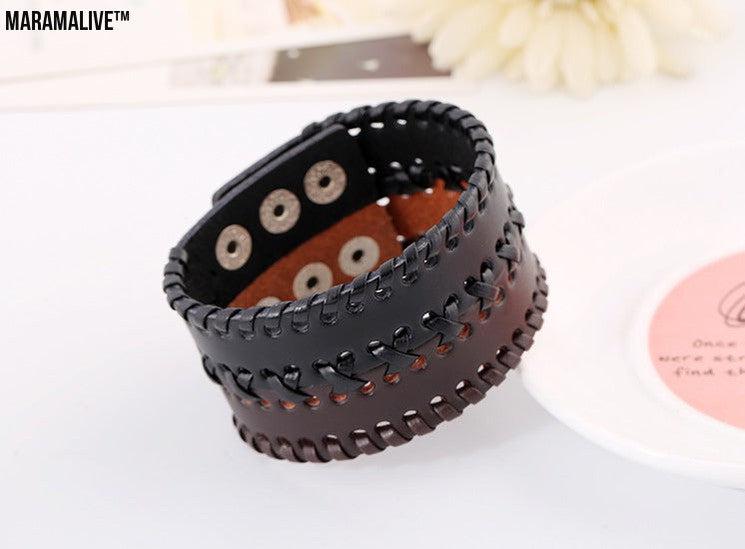 Vintage punk leather bracelet