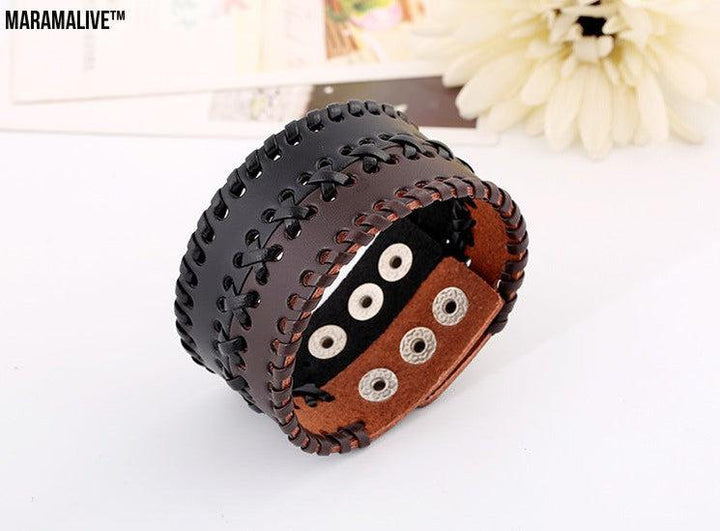 Vintage punk leather bracelet