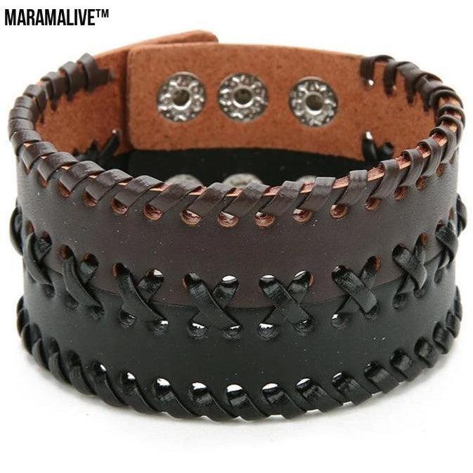 Vintage punk leather bracelet