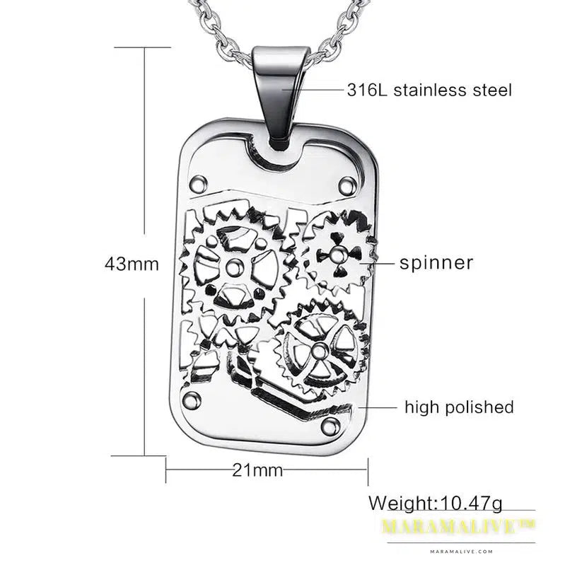 Vnox Fashion Steampunk Machine Pendants Jewelry Stainless Steel Gear Design Men Pendants&Necklaces Jewelry Cool