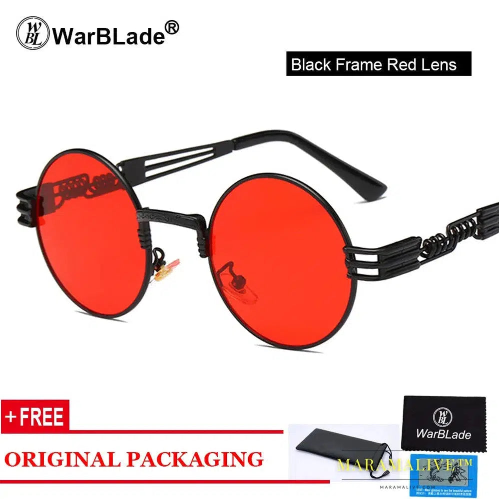 WarBLade Vintage Round Steampunk Sunglasses Women Men Steam Punk Gold Eyewear Hip Hop Shades Teashades Transparent Clear Glasses