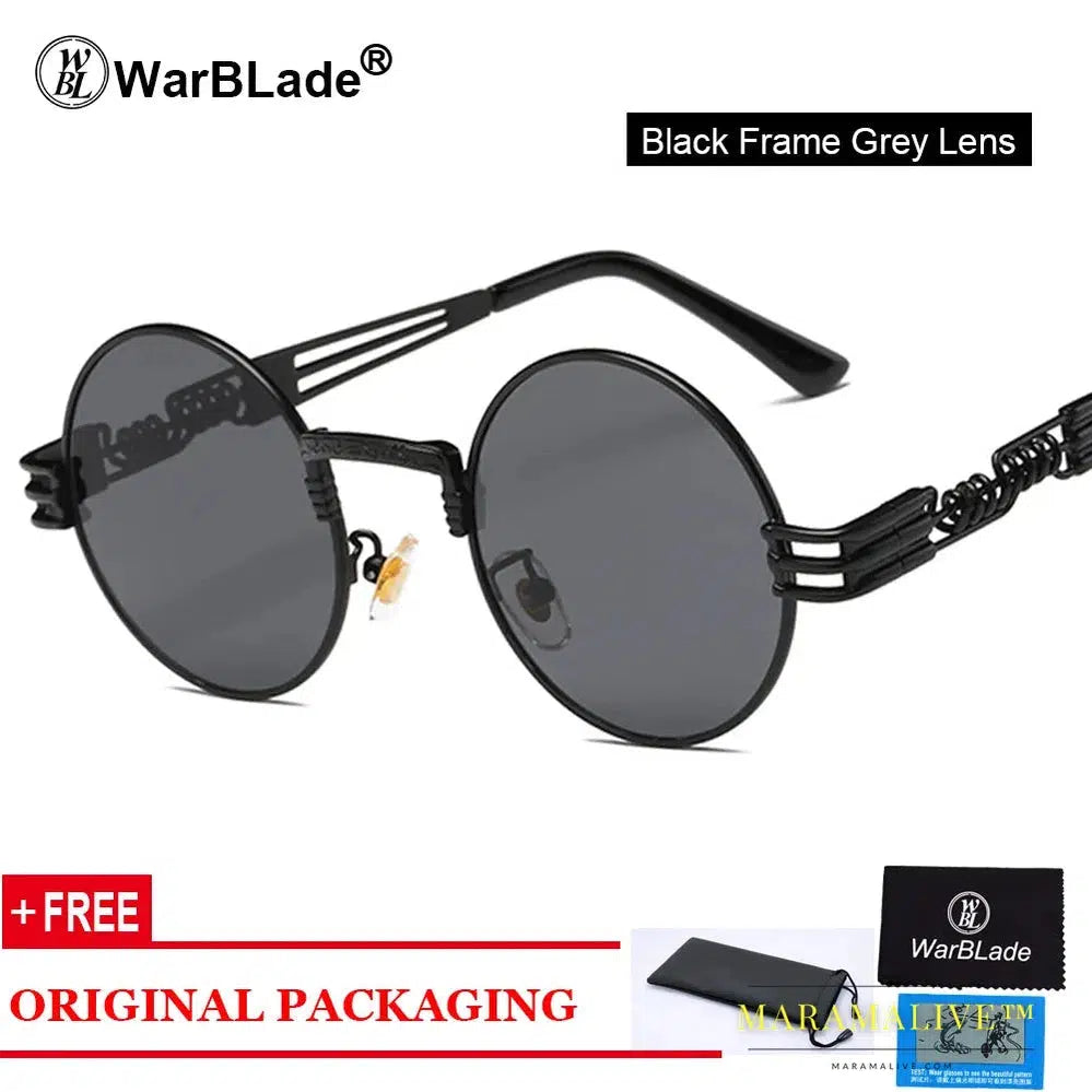 WarBLade Vintage Round Steampunk Sunglasses Women Men Steam Punk Gold Eyewear Hip Hop Shades Teashades Transparent Clear Glasses