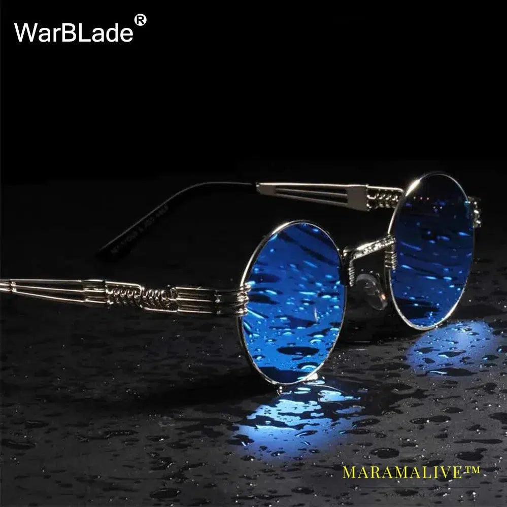 WarBLade Vintage Round Steampunk Sunglasses Women Men Steam Punk Gold Eyewear Hip Hop Shades Teashades Transparent Clear Glasses