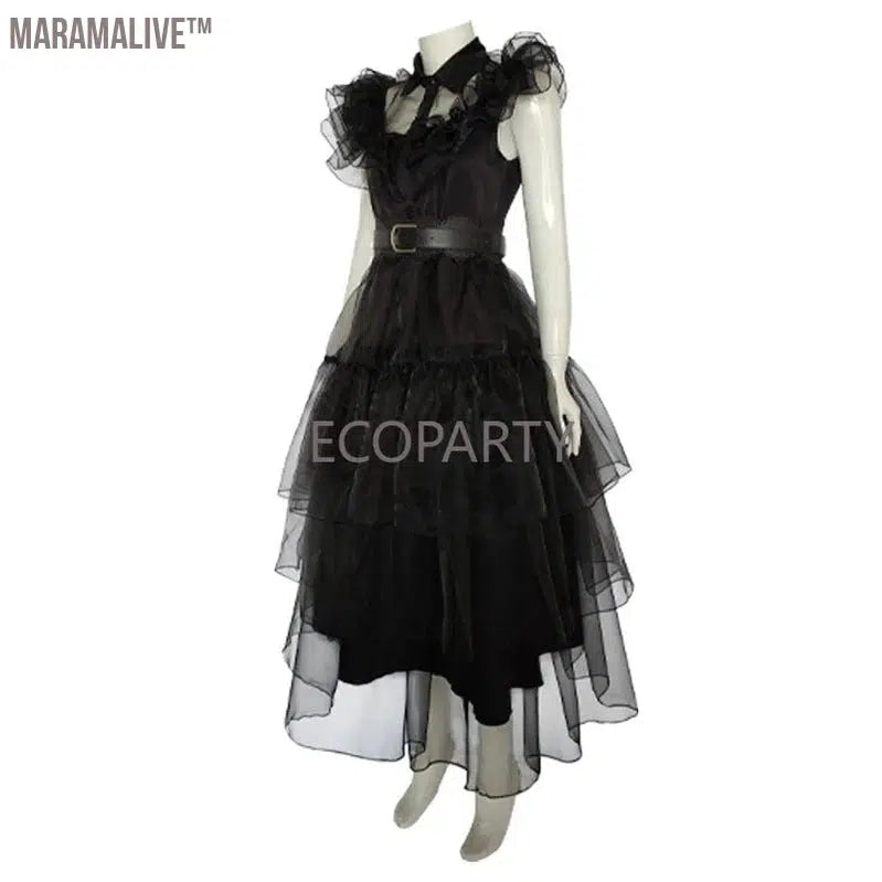 Wednesday Adams Cosplay Costume Adams Black Dress Adult Women's Dress Halloween Carnival Party Role Play Set In Stock Anime