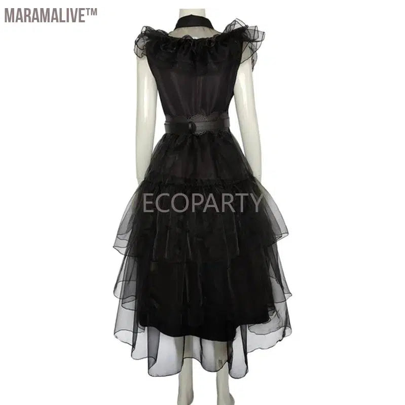 Wednesday Adams Cosplay Costume Adams Black Dress Adult Women's Dress Halloween Carnival Party Role Play Set In Stock Anime