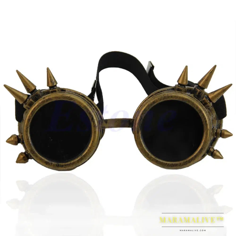 Welding Round goggle steampunk cyber Goth Sunglasses Rivet spiked goggles Cosplay Antique Victorian dirt bike sunglasses