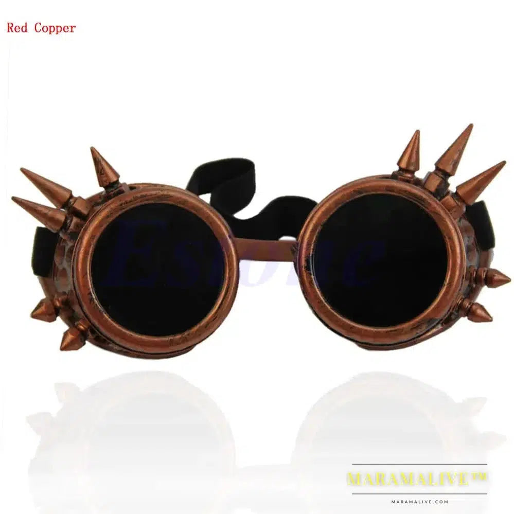 Welding Round goggle steampunk cyber Goth Sunglasses Rivet spiked goggles Cosplay Antique Victorian dirt bike sunglasses