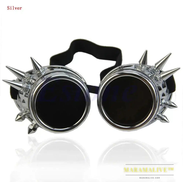 Welding Round goggle steampunk cyber Goth Sunglasses Rivet spiked goggles Cosplay Antique Victorian dirt bike sunglasses