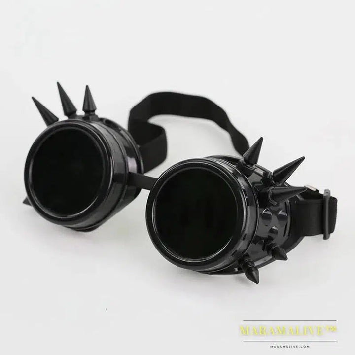 Welding Round goggle steampunk cyber Goth Sunglasses Rivet spiked goggles Cosplay Antique Victorian dirt bike sunglasses