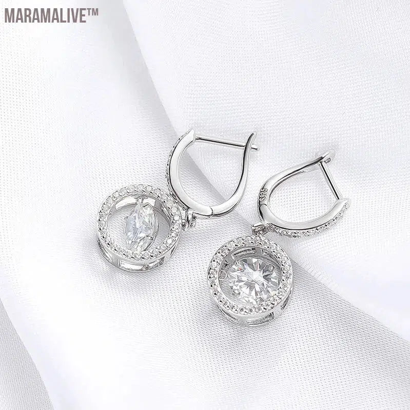 White Gold Plated 0.5/1CT Moissanite Drop Earring for Women Sparkling Beating Heart Earring S925 Sterling Silver Jewelry