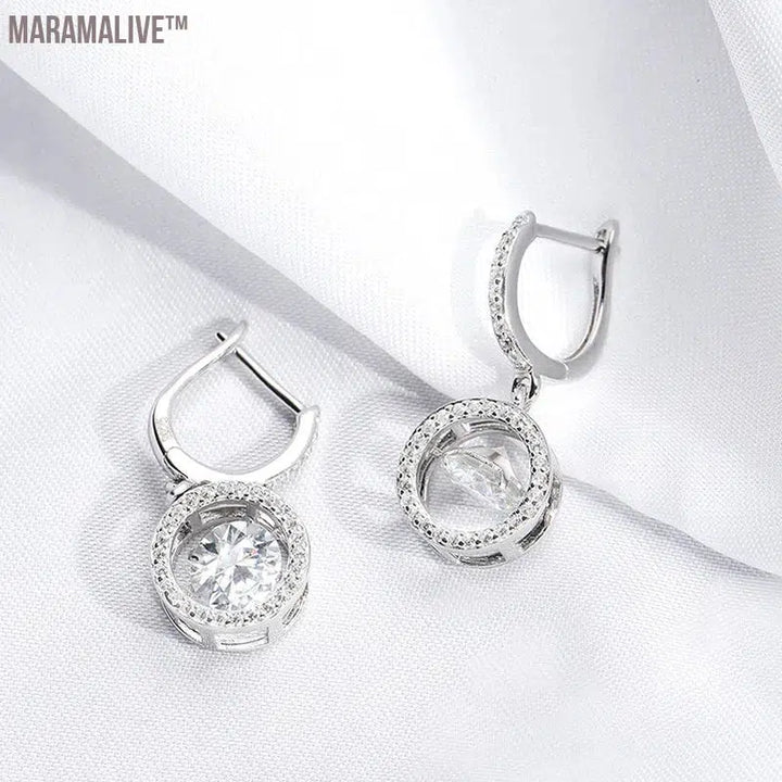 White Gold Plated 0.5/1CT Moissanite Drop Earring for Women Sparkling Beating Heart Earring S925 Sterling Silver Jewelry