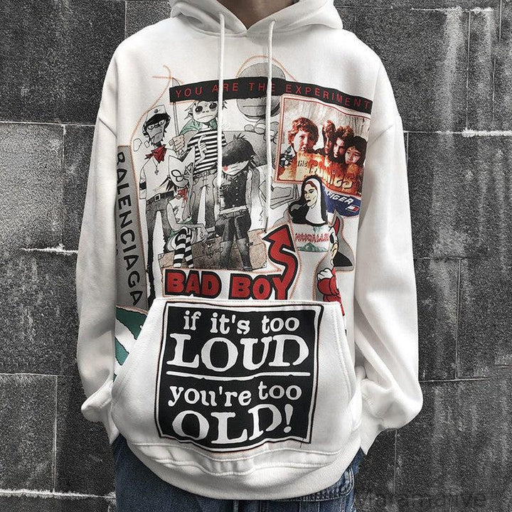 White Hip Hop Hoodie Streetwear Fashion Gothic Sweatshirt Spring Tops Casual Funny Spring Autumn Hoodies Male