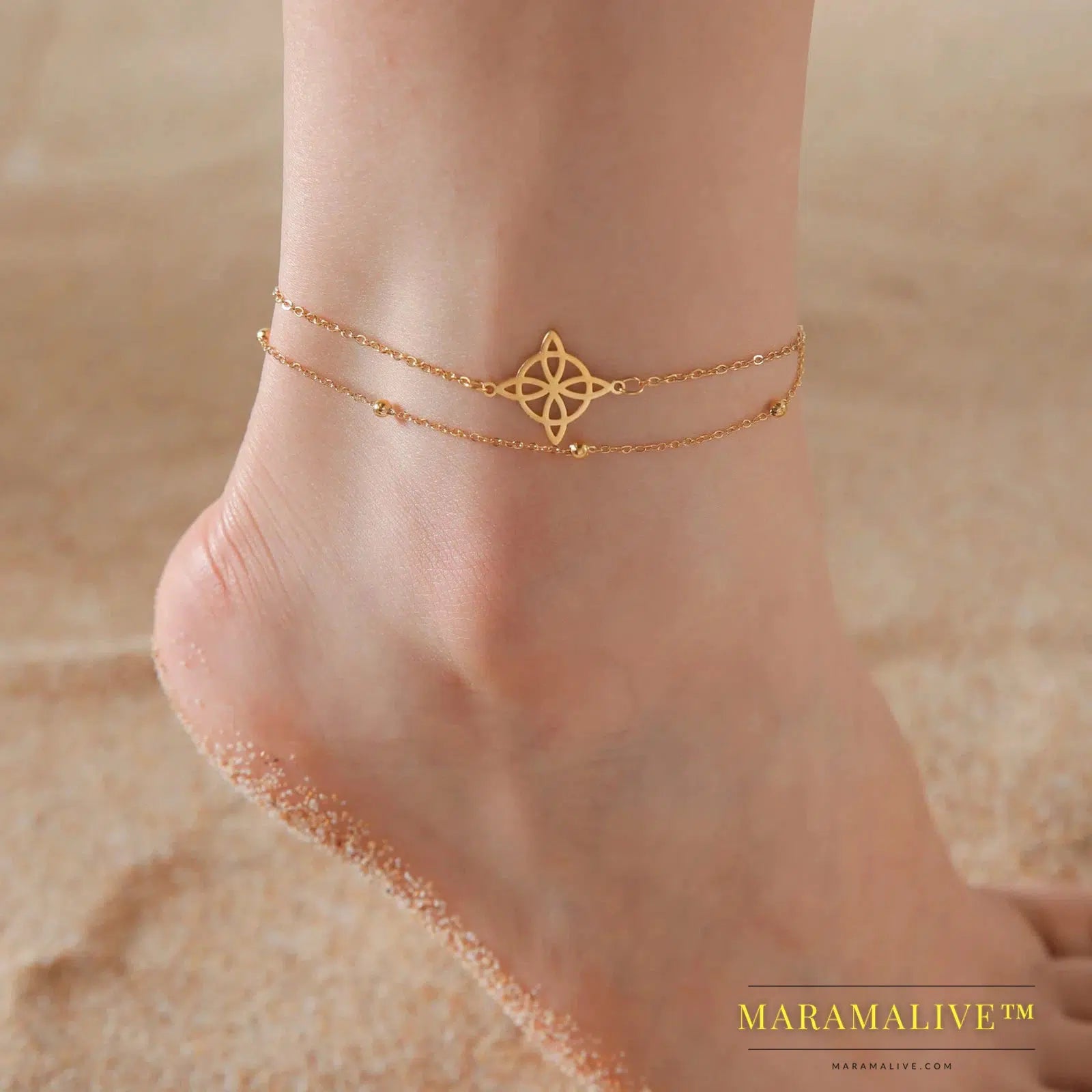 Wicca Celtics Witch Knot Anklets for Women Stainless Steel Leg Ankle Bracelet Witchcraft Jewelry Summer Accessories 2024