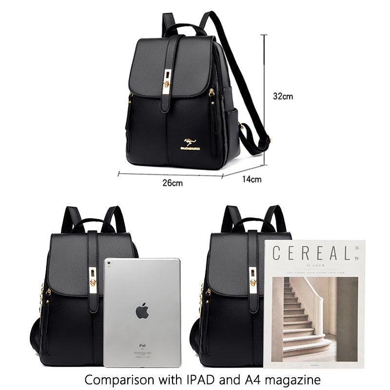 Winter 2024 New Women's Leather Backpack: Gothic Punk Fashion Shoulder Bag & Travel Companion