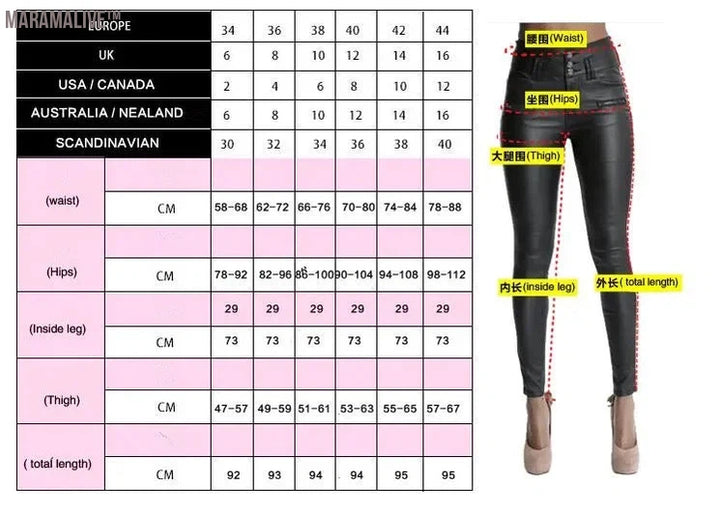 Winter Black Women PU Leather Pants Big Plus Size Pants Trousers Women High Waist Stretch Pencil Pants Pantalon Femme