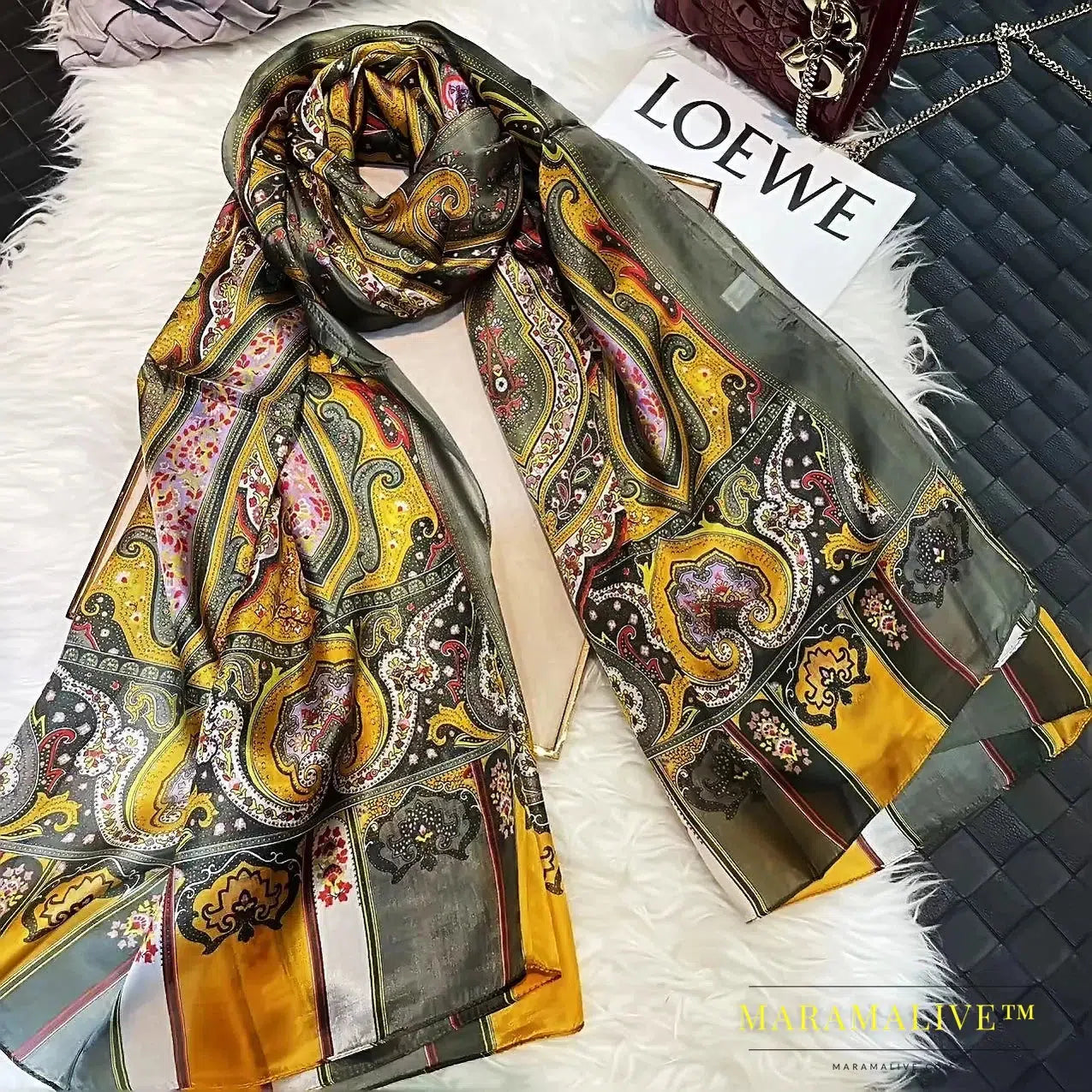 Winter Fashion Women's Scarf Hot Sale Mulberry Silk Scarves Shawl Female Long Silk Scarf Blue and Coffee 180*110cm