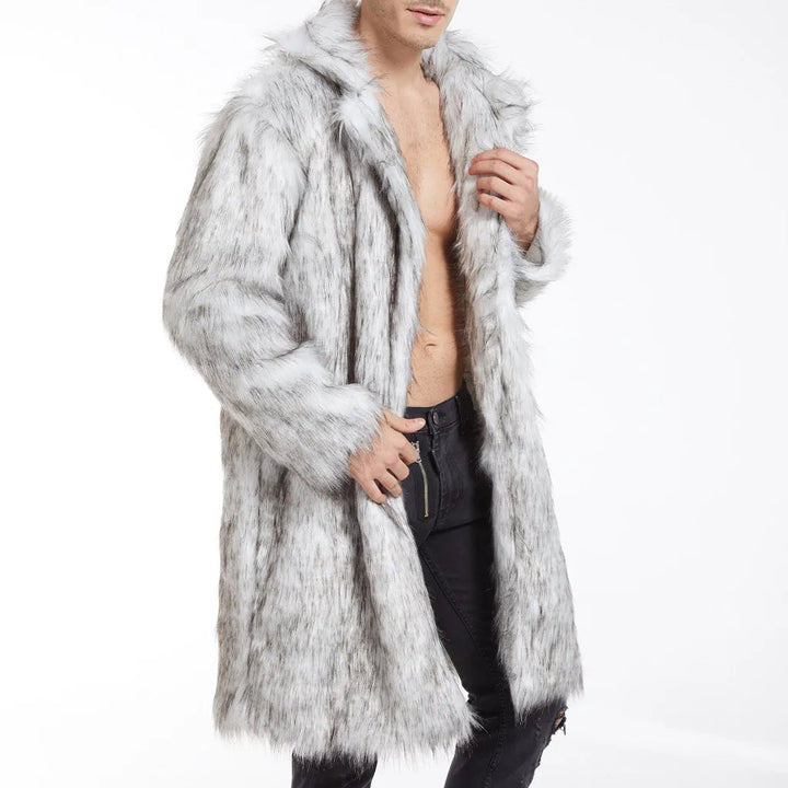 Winter Men's Faux Fox-Fur Coat: Mink, Gothic Vintage Style, Warm Fleece Lining, Clubwear