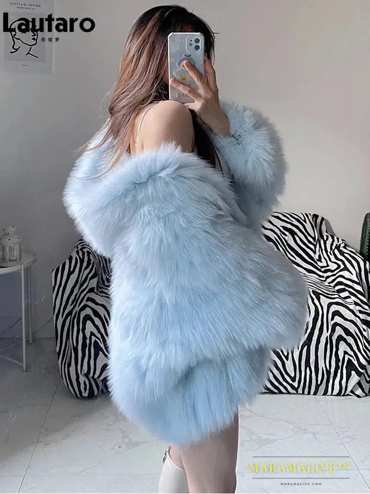 Winter Shaggy Hairy Thick Warm Soft Colored Faux Fur Jacket Women with Hood Bat Sleeved Loose Casual Designer Clothes