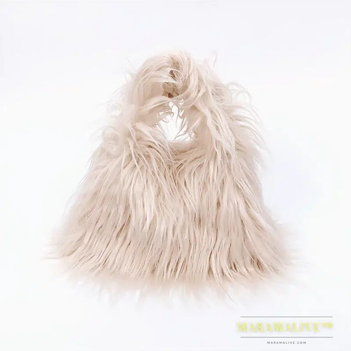 Winter Soft Fluffy Faux Fur Bag Women Solid Color Plush Handbag Casual Fuzzy Square Travel Street Messenger Bag Purse