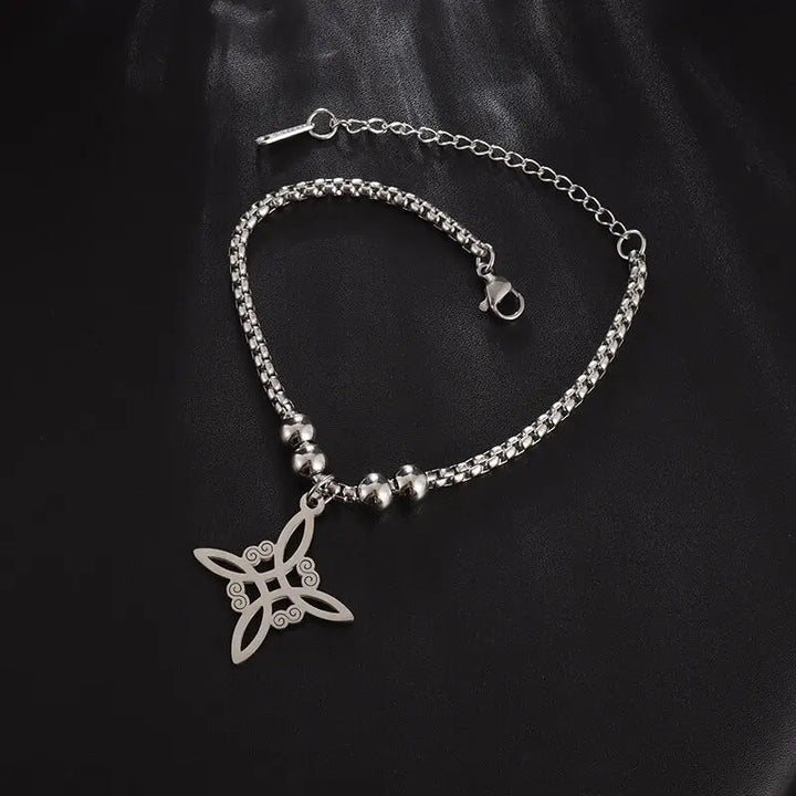 Witch Knot Necklace Stainless Steel Magic Knot Pagan Witchcraft Symbols Pendant Celtic Knot Necklace Jewelry Gifts for Women