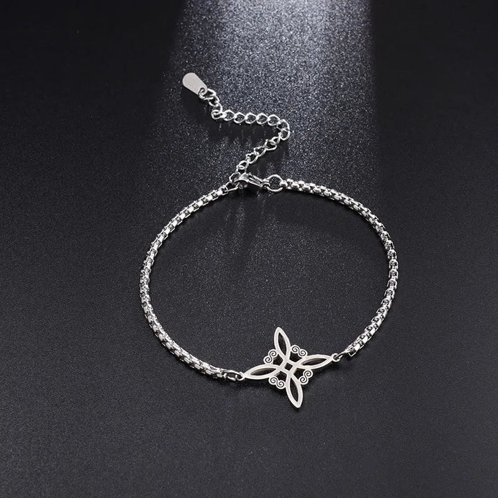 Witch Knot Necklace Stainless Steel Magic Knot Pagan Witchcraft Symbols Pendant Celtic Knot Necklace Jewelry Gifts for Women