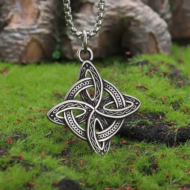 Witch Knot Necklace Stainless Steel Magic Knot Pagan Witchcraft Symbols Pendant Celtic Knot Necklace Jewelry Gifts for Women