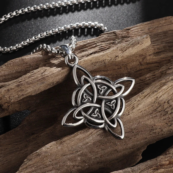 Witch Knot Necklace Stainless Steel Magic Knot Pagan Witchcraft Symbols Pendant Celtic Knot Necklace Jewelry Gifts for Women