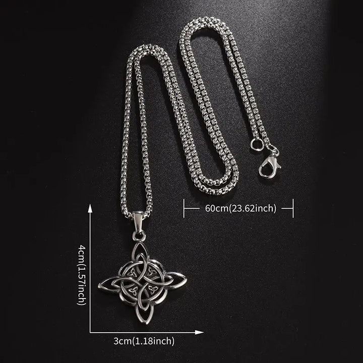 Witch Knot Necklace Stainless Steel Magic Knot Pagan Witchcraft Symbols Pendant Celtic Knot Necklace Jewelry Gifts for Women