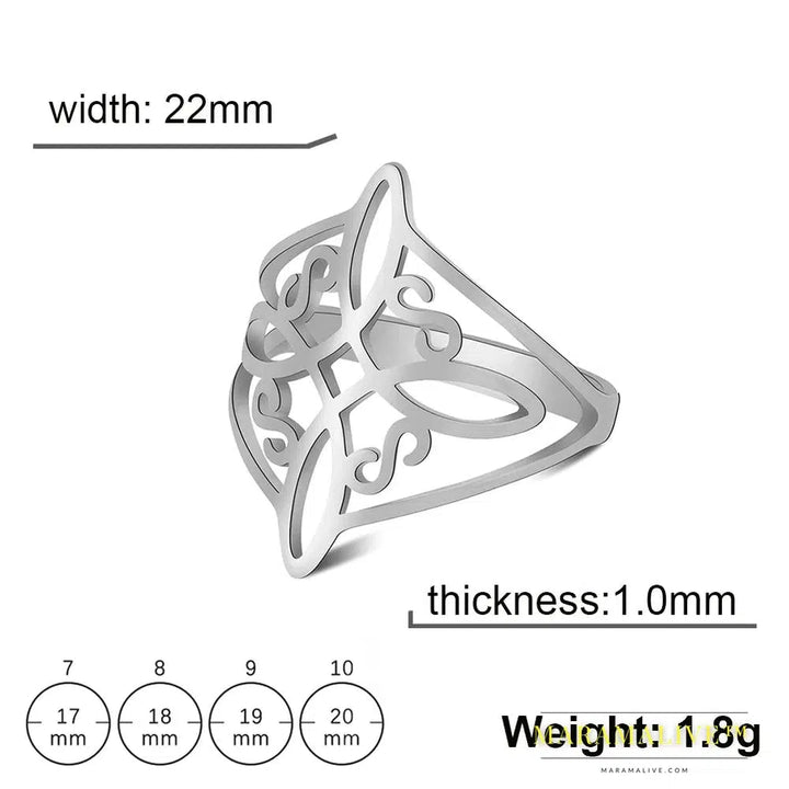 Witch Knot Stainless Steel Ring Women Wiccan Cross Celtics Knot Finger Rings Witchcraft Good Luck Amulet Birthday Gifts