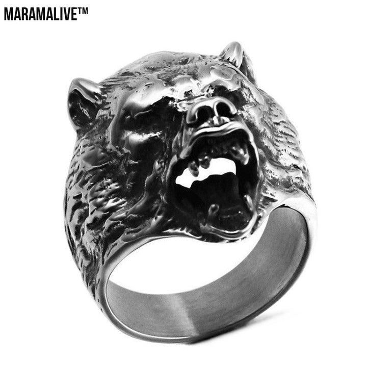 Wolf Head Men And Women Couple Animal Stainless Steel Ring