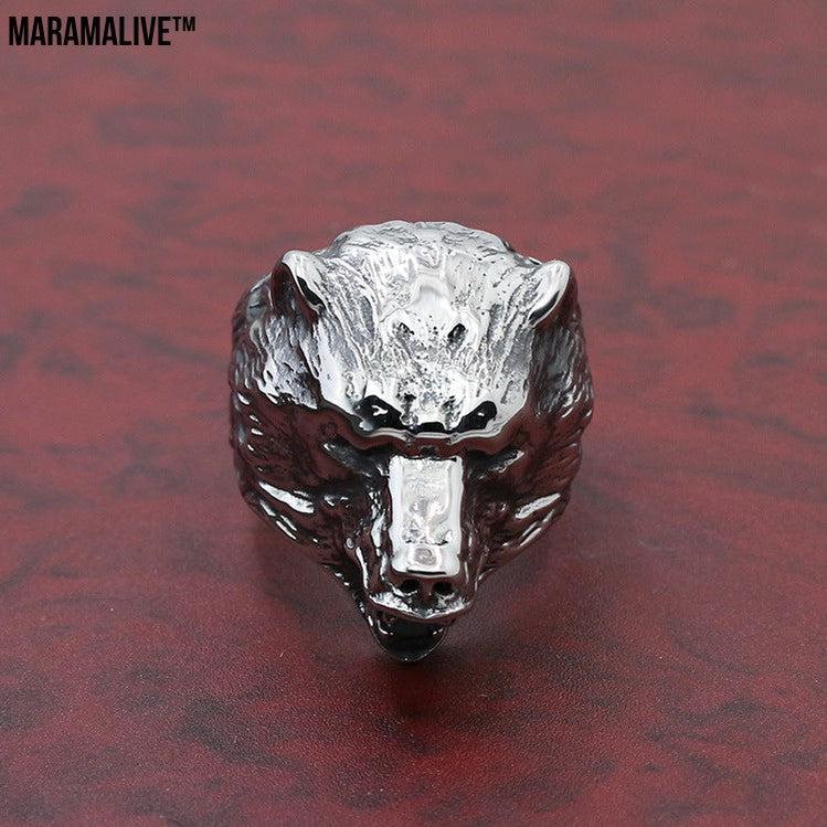 Wolf Head Men And Women Couple Animal Stainless Steel Ring