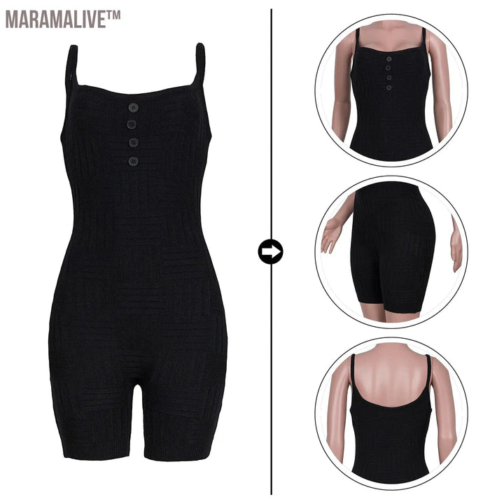 Woman Casual Summer Backless Romper Ladies Sexy Solid Color Breathable Sleeveless Suspenders One Piece Playsuits