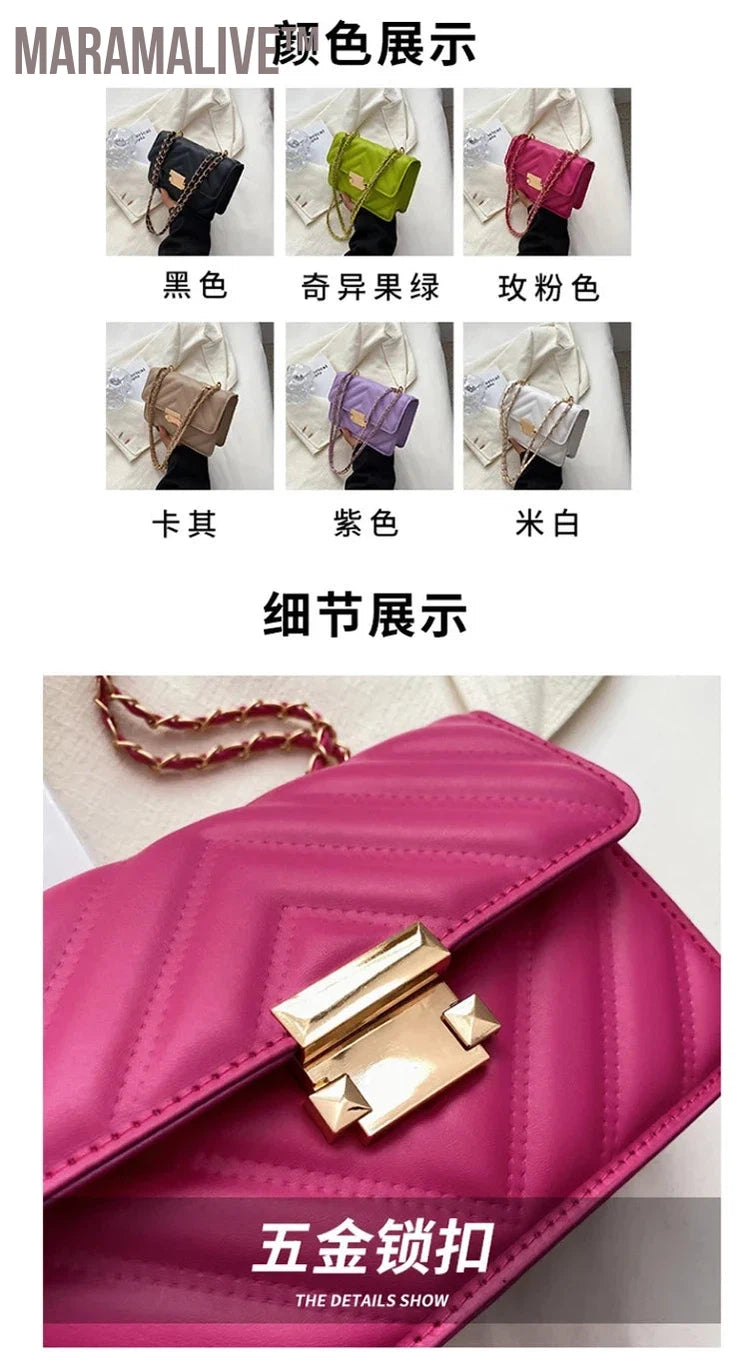 Women Bag Purple Trendy Shoulder Bag,Mini Chevron Quilted Flap Chain Square Bag Quality Crossbody Bag,Handbags For Women 2024