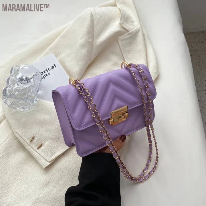 Women Bag Purple Trendy Shoulder Bag,Mini Chevron Quilted Flap Chain Square Bag Quality Crossbody Bag,Handbags For Women 2024