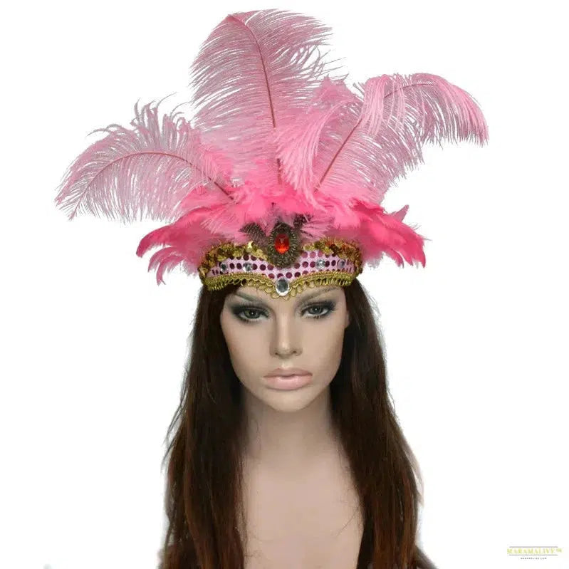 Women Brazil Carnival Party Feather Headdress Headpiece Crown Headdress Headband for Party Halloween