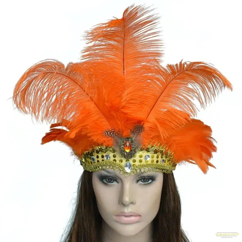 Women Brazil Carnival Party Feather Headdress Headpiece Crown Headdress Headband for Party Halloween