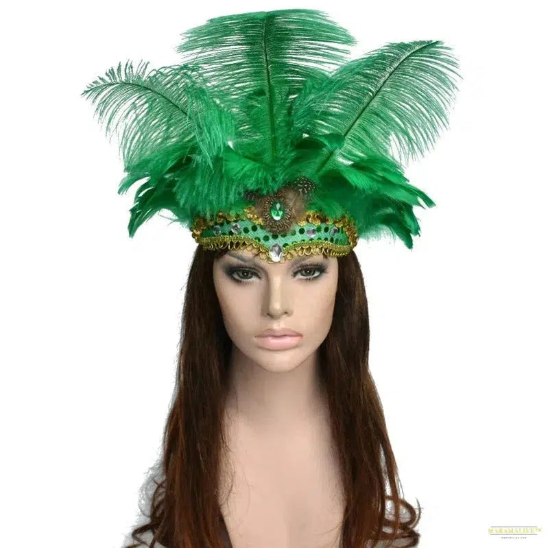 Women Brazil Carnival Party Feather Headdress Headpiece Crown Headdress Headband for Party Halloween