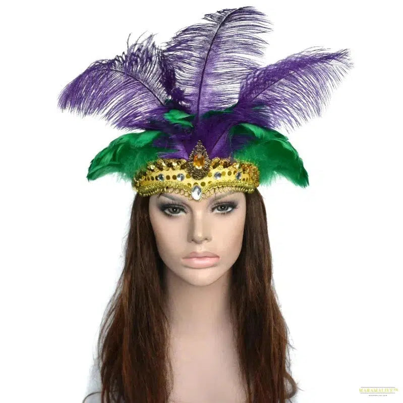 Women Brazil Carnival Party Feather Headdress Headpiece Crown Headdress Headband for Party Halloween