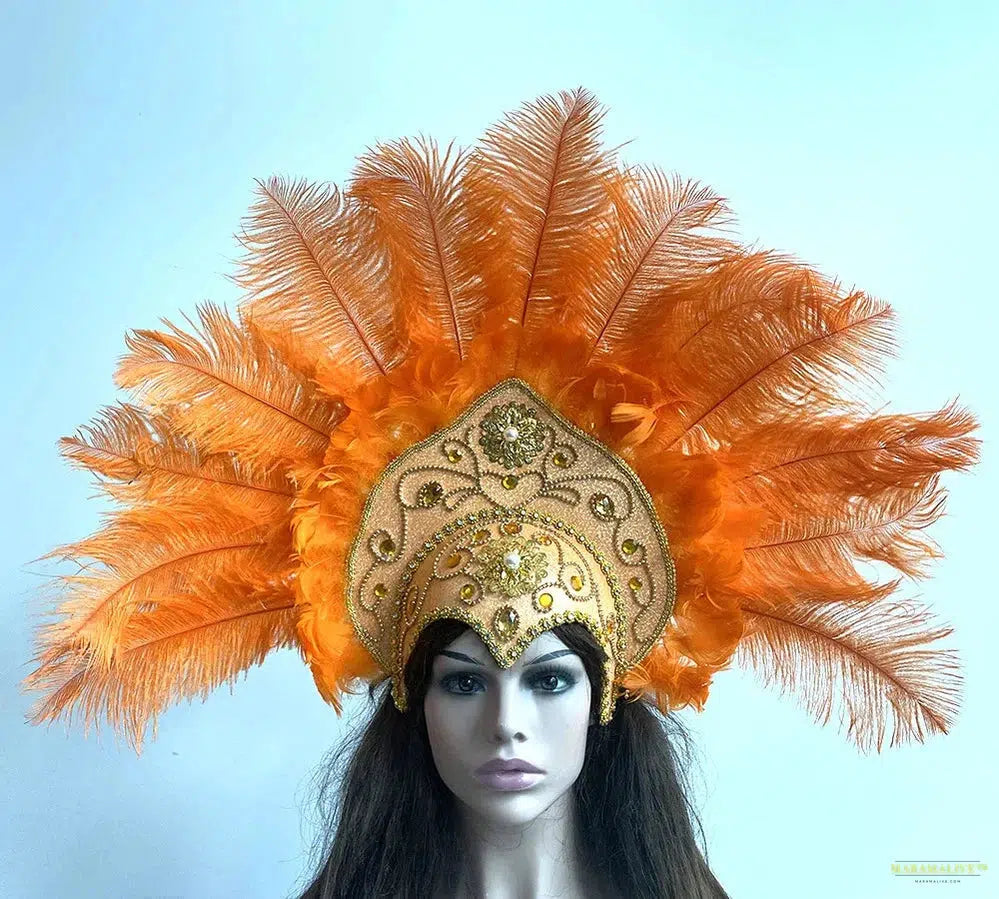 Women Brazil Carnival Party Feather Headdress Headpiece Crown Headdress Headband for Party Halloween