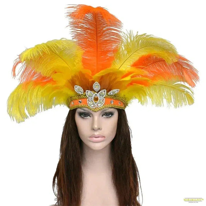 Women Brazil Carnival Party Feather Headdress Headpiece Crown Headdress Headband for Party Halloween