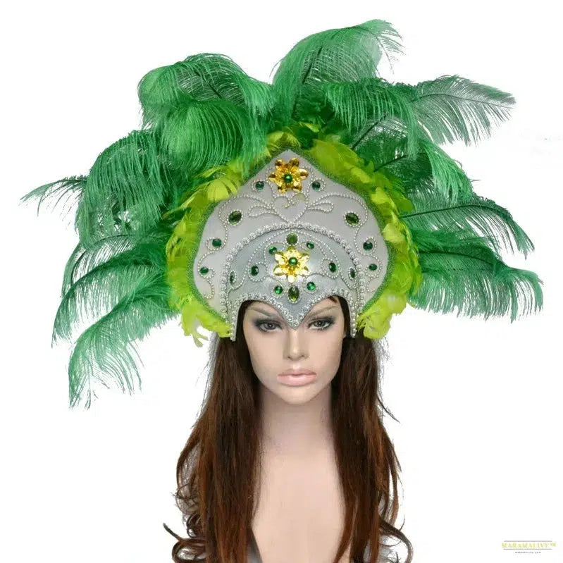 Women Brazil Carnival Party Feather Headdress Headpiece Crown Headdress Headband for Party Halloween