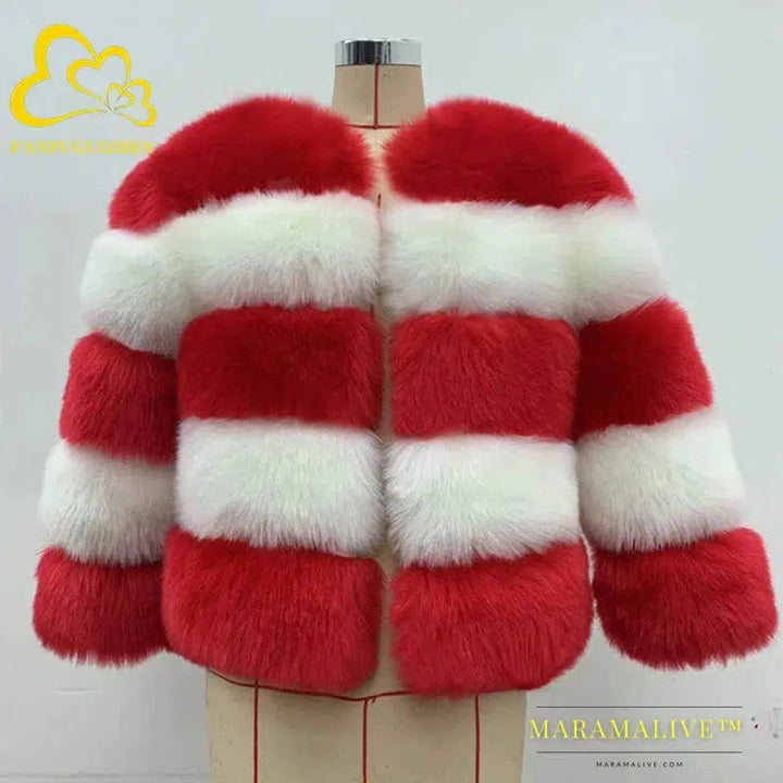 Women Coats Autumn Winter New Fashion Pink Faux Fur Coat Elegant Thick Warm Outerwear Fake Fur Woman Jackets