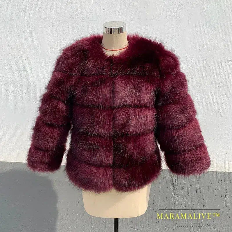 Women Coats Autumn Winter New Fashion Pink Faux Fur Coat Elegant Thick Warm Outerwear Fake Fur Woman Jackets