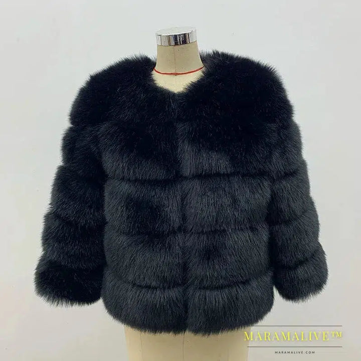 Women Coats Autumn Winter New Fashion Pink Faux Fur Coat Elegant Thick Warm Outerwear Fake Fur Woman Jackets