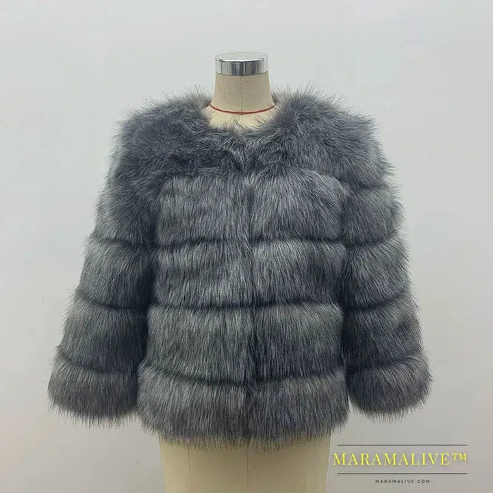 Women Coats Autumn Winter New Fashion Pink Faux Fur Coat Elegant Thick Warm Outerwear Fake Fur Woman Jackets