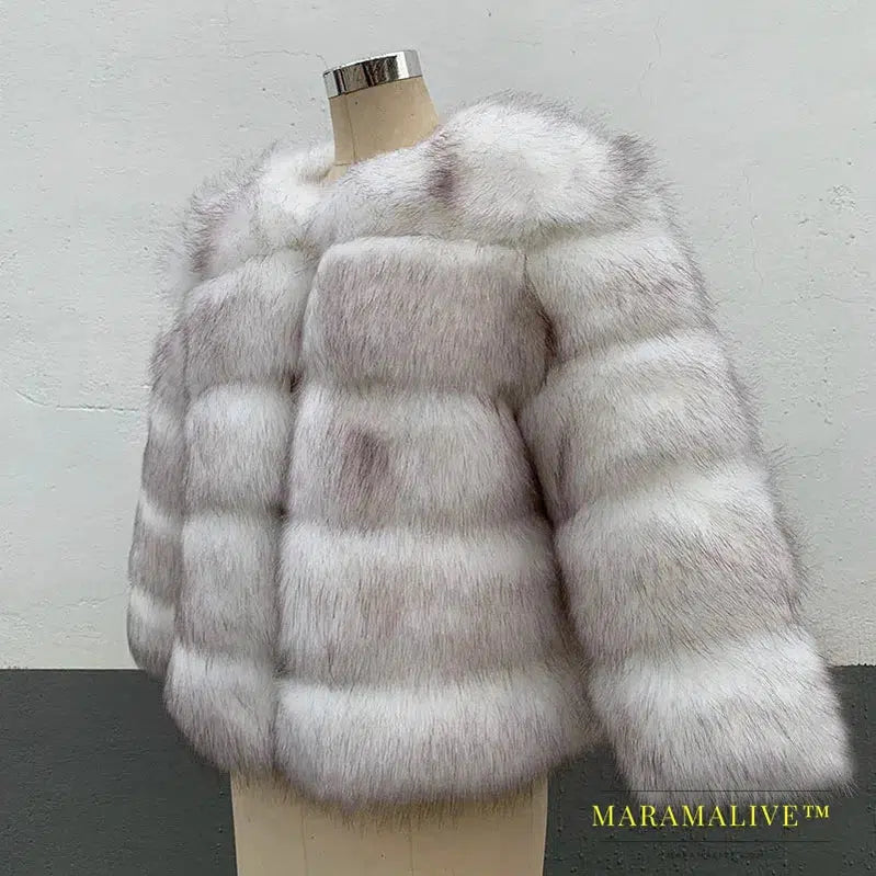 Women Coats Autumn Winter New Fashion Pink Faux Fur Coat Elegant Thick Warm Outerwear Fake Fur Woman Jackets