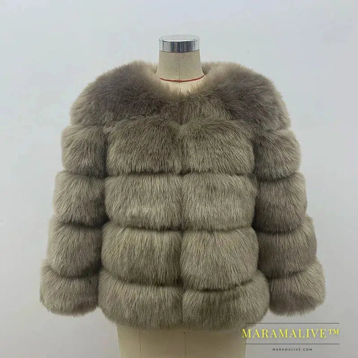 Women Coats Autumn Winter New Fashion Pink Faux Fur Coat Elegant Thick Warm Outerwear Fake Fur Woman Jackets